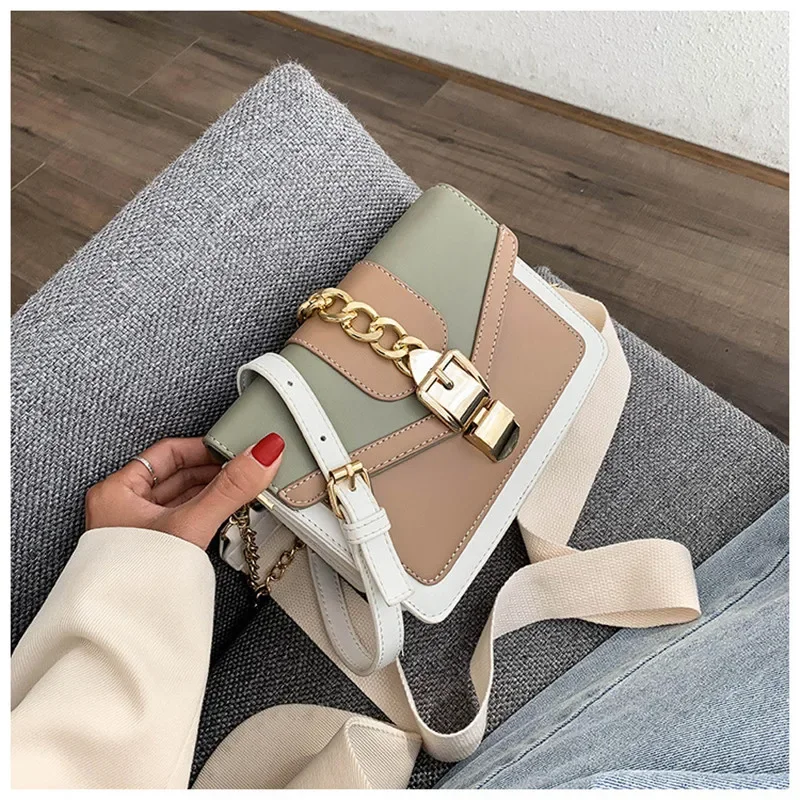 New Arrival Crossbody Handbags for Women PU Leather Small Shoulder Bag Hit Color Female Flap Messenger Bag Purse Clutch