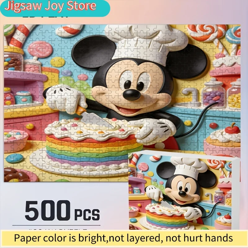 

2D Flat, Disney Stitch and Mickey Mouse Home Decor Print, 2D Flat Puzzle, 500pcs, Brain Teaser for Adults, Ideal for Family Ga