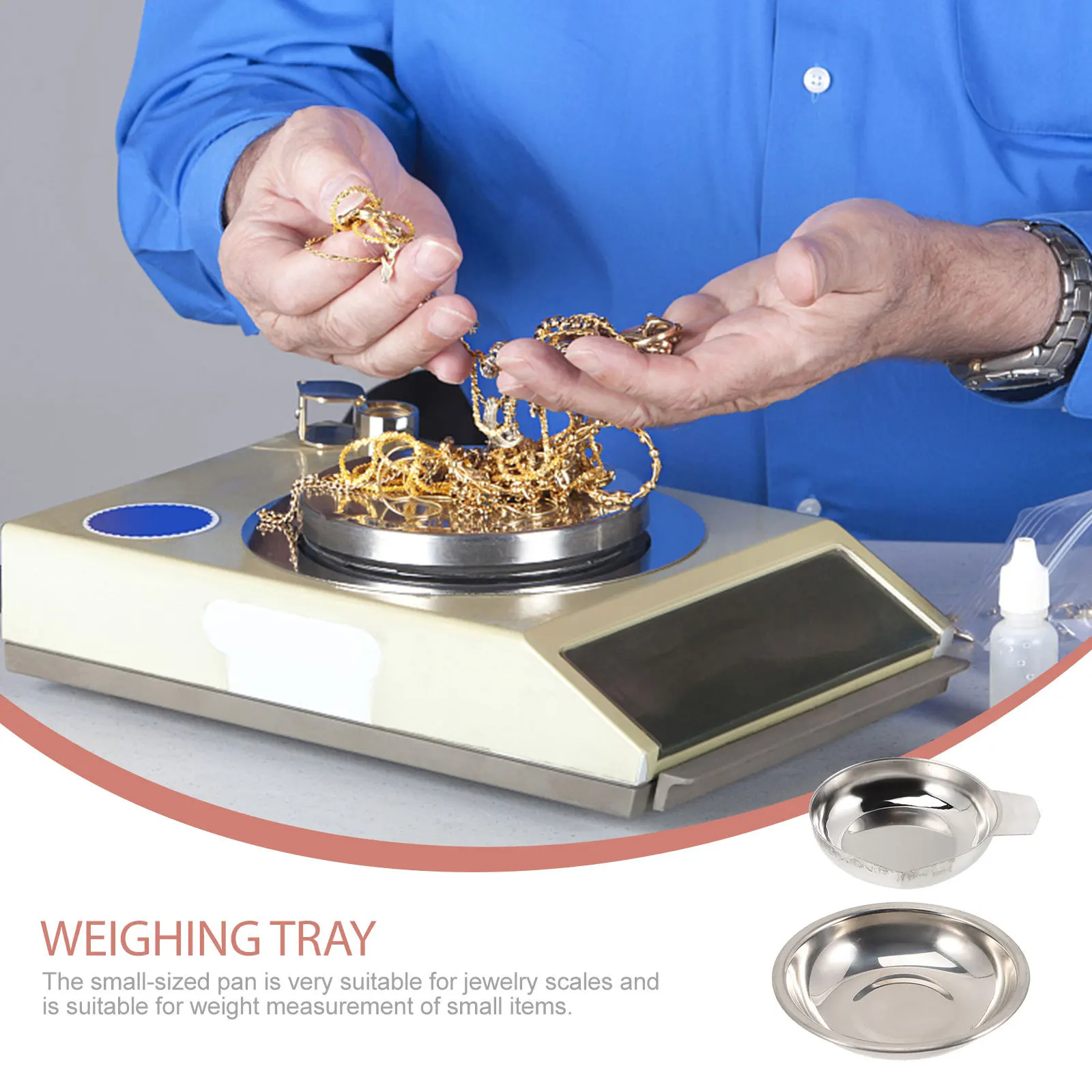 

2pcs Stainless Steel Weighing Tray For Jewelry Scale Digital Carat Pan Measuring Powder Dish Electronic Balance Accessories