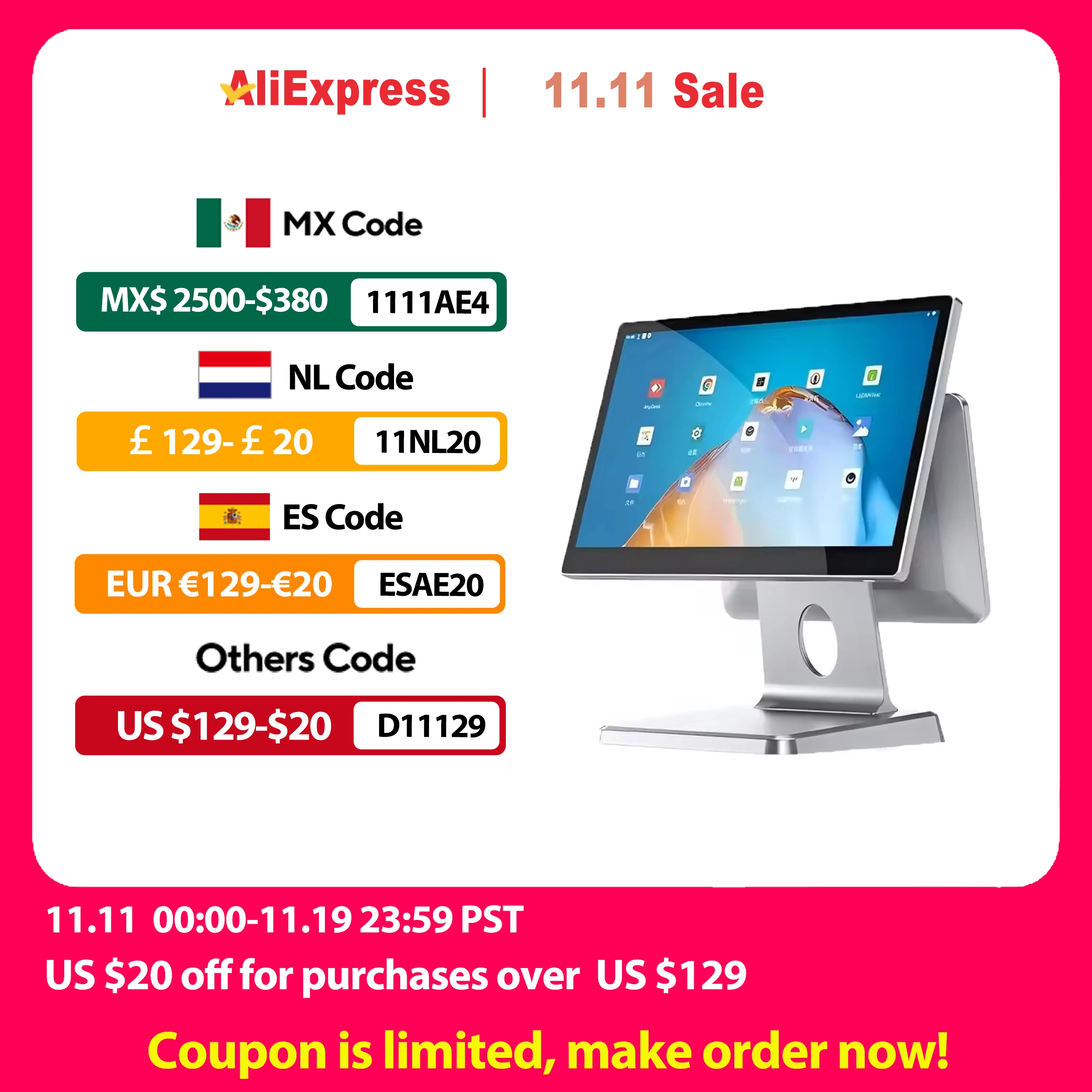 

Алюминиевая подставка, POS-терминал с сенсорным экраном Android 1080, 15,6 дюйма, RJ45, RJ11, WIFI, кассовый аппарат BT, SalesPlay Restaurant Retail POS