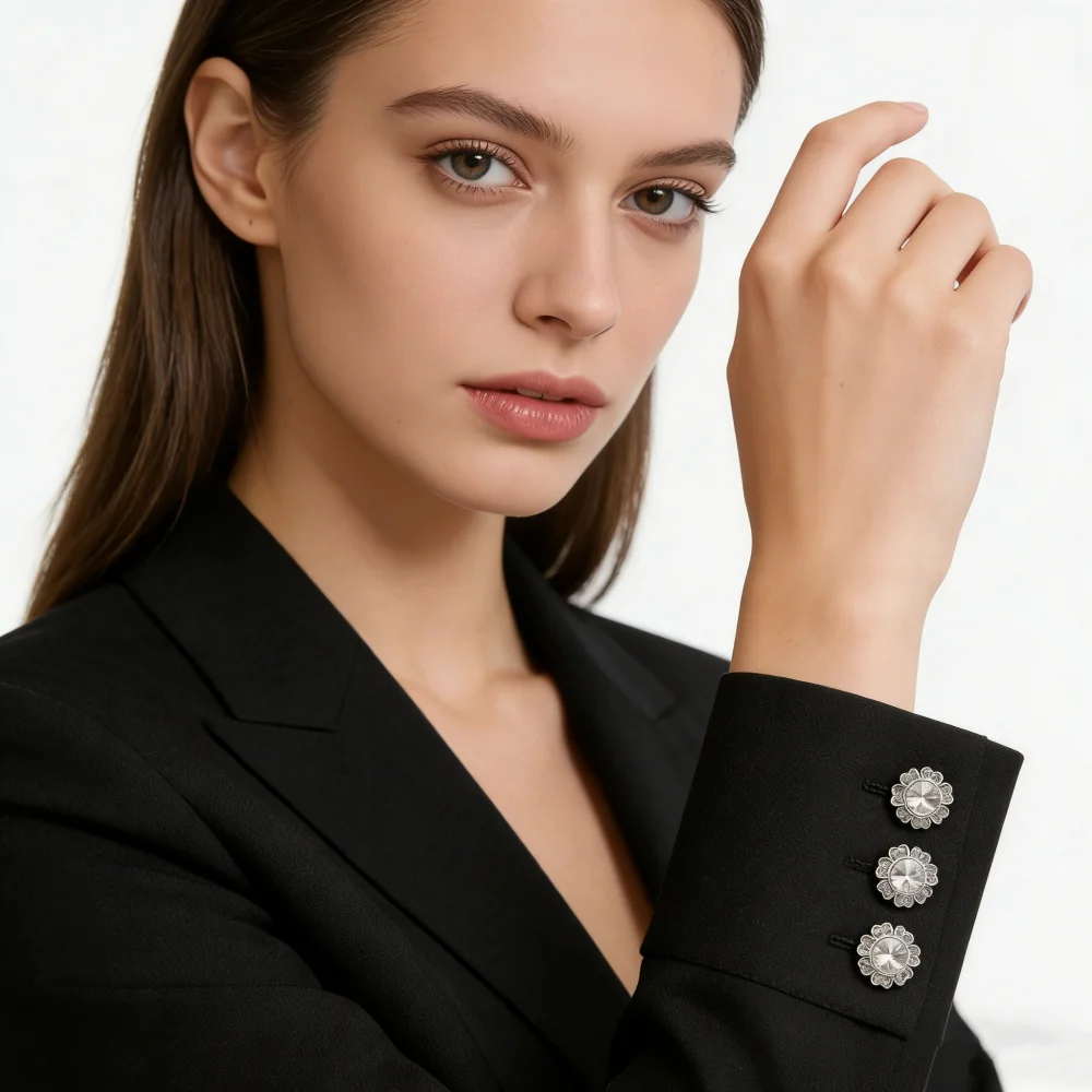 

Round flower shaped diamond series exquisite and simple rhinestone inlaid buttons, used for sewing clothing accessories