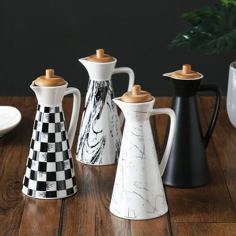 

Seasoning Bottle Ceramic Oil Pot Oil Bottle Soy Sauce Pot Porcelain Spice Jar Vinegar Pot Seasoning Box Kitchen Supplies Tools