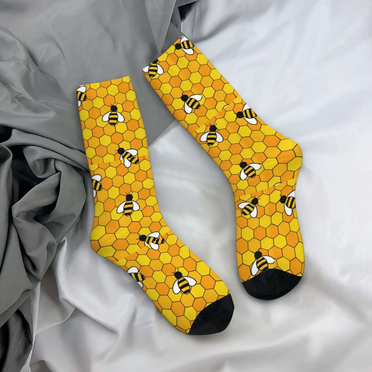 Honey Bees Stockings Design Fashion Socks Spring Non Skid Socks Women Men Running Sports Medium Soft Socks