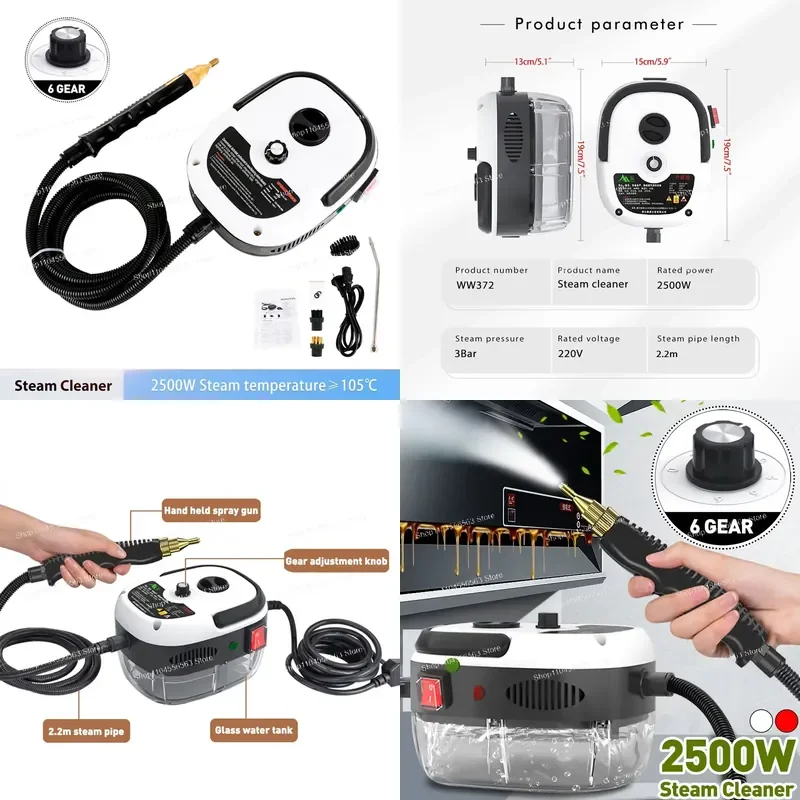 2500W High Pressure Steam Cleaner 110V 220V Multi Surface Sterilizer for Kitchen AC Car Home Deep Cleaning Appliance