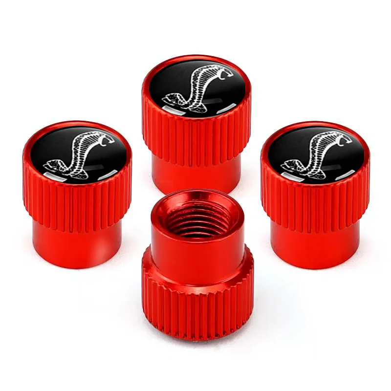 4pcs Alloy Car Tire Stem Valve Caps Air Cover for Ford Shelby Mustang GT500 GT350 Mondeo Fusion Fiesta Escape Ecosport F150