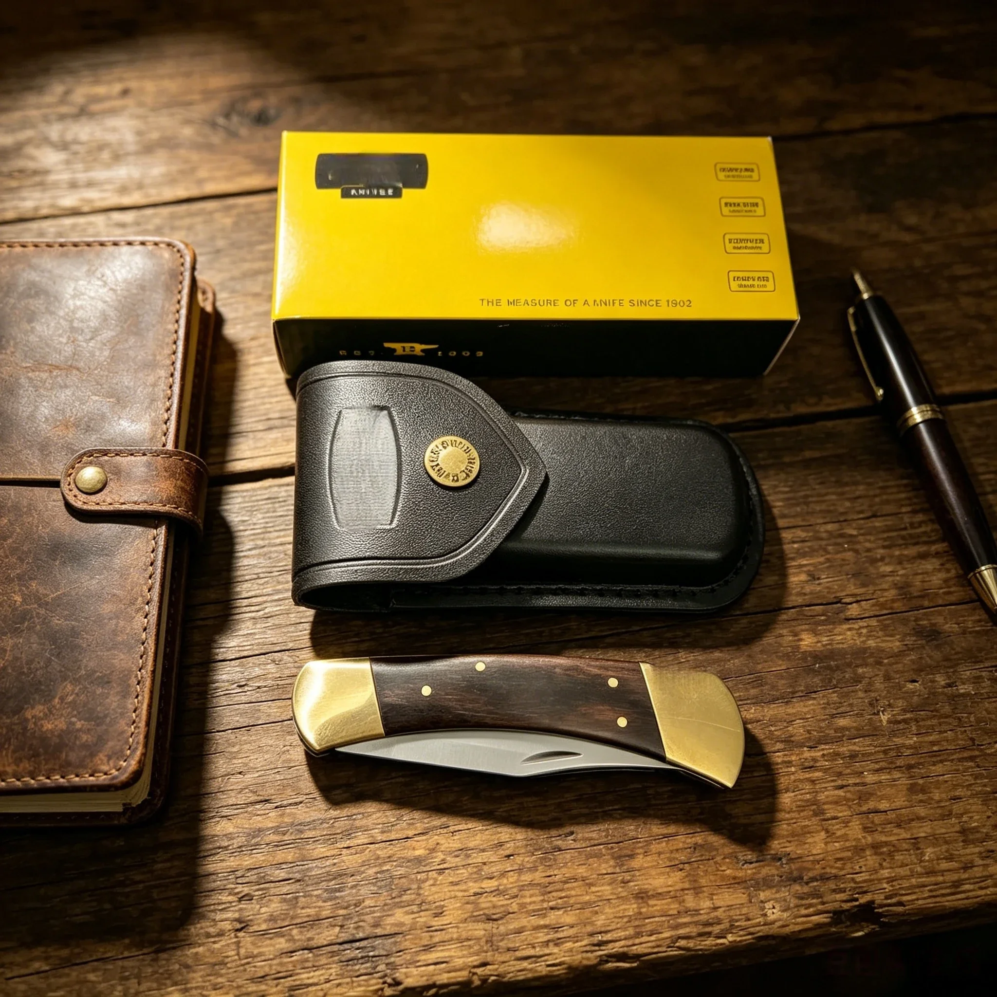 B110 Classic Handcrafted Brass Pocket Knife with Walnut Handle Folding Convenient Everyday Carry Knife