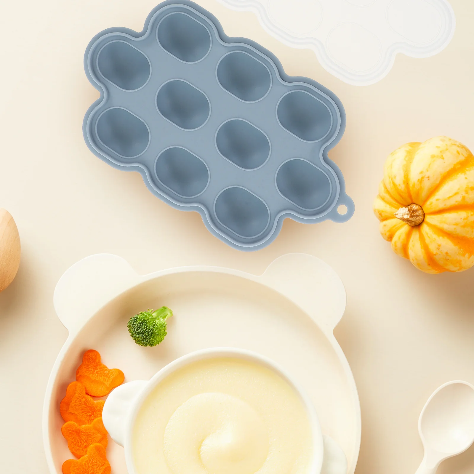 

2 шт., силиконовый лоток для морозильной камеры для детского питания, штабелируемая форма для кубиков льда, контейнеры для хранения детского питания, крышка в комплекте, силиконовая форма для кубиков льда