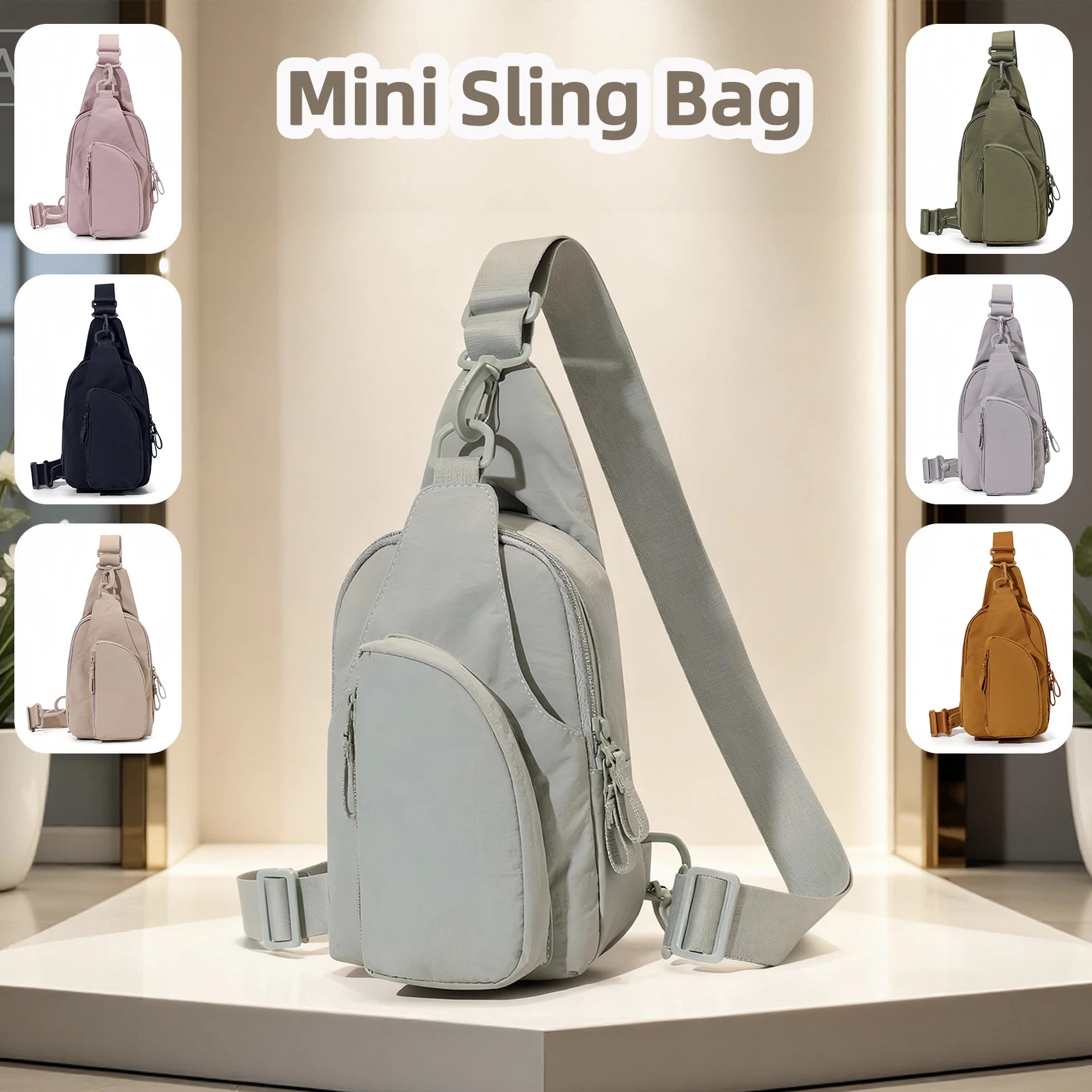 حقيبة كروس صغيرة للنساء والرجال خفيفة الوزن، حزمة يومية فاني لركوب الدراجات، مقاومة للماء من النايلون، حقيبة كتف للتخييم والمشي لمسافات طويلة #1