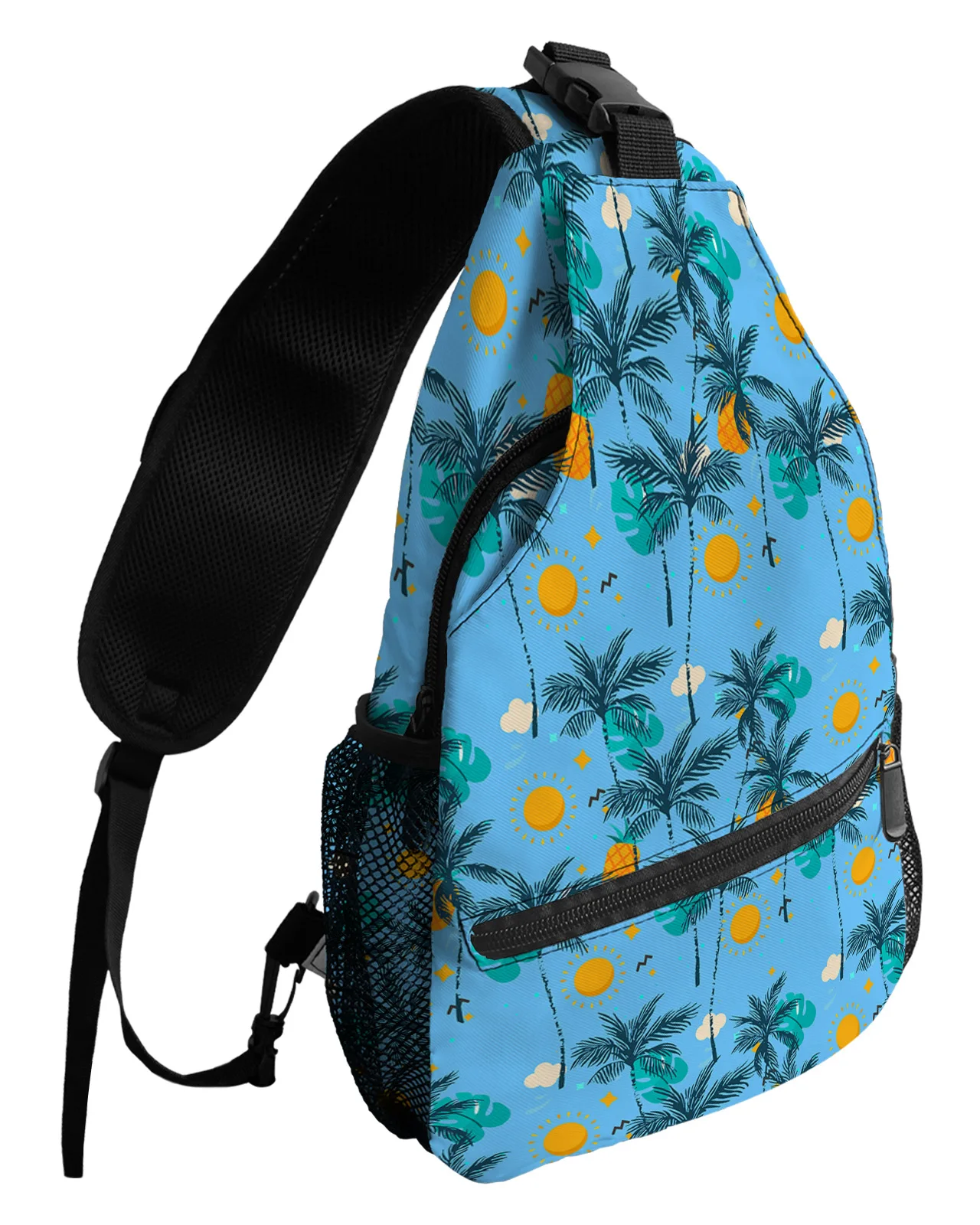 Pineapple Sun Coconut Tree Clouds Stars Chest Bags For Women Men Waterproof Messenger Bags Sport One Shoulder Crossbody Bag