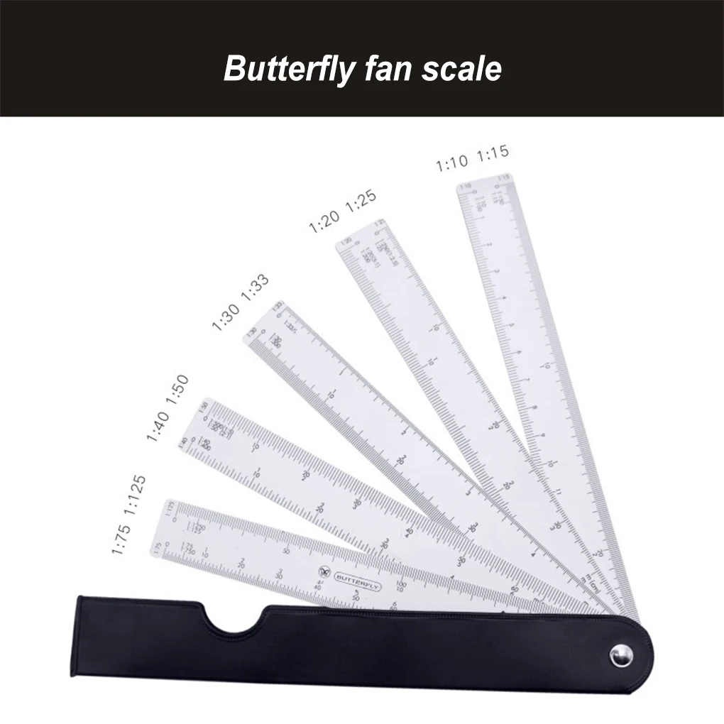 Multi Ratio Fan Shaped Scale Ruler Architecture Drawing Sketching Rulers Graphics Design Rulers Portable Measuring Tool