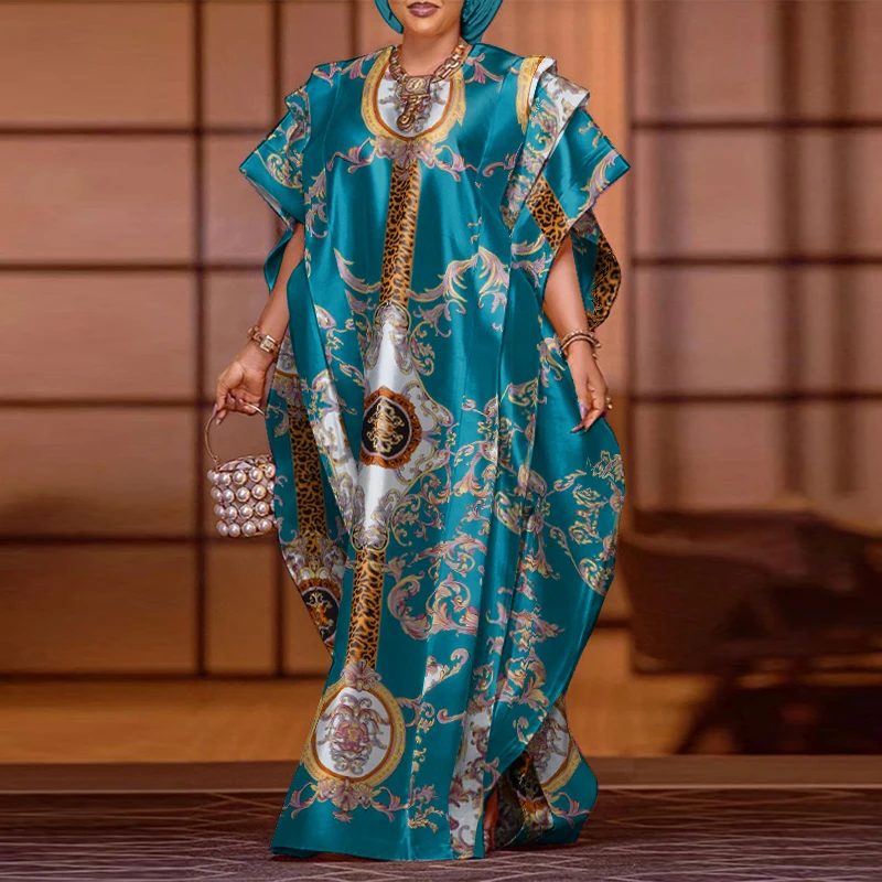 VONDA-Robe longue en satin, grande taille 5XL, mode élégante, maxi, sexy, imprimé patchwork, manches chauve-souris, éducatif, à volants, 2024