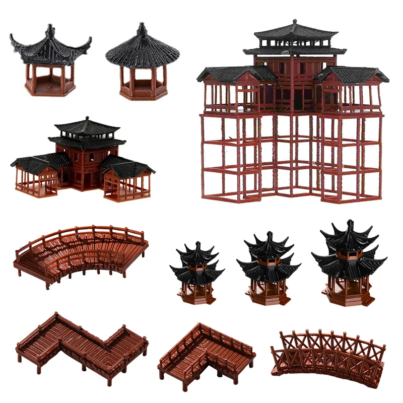 Mini Pagoda Statue Ancient Building Model Pavilion Decorations Simulation Statue Zen Garden Aquarium Bonsai Dollhouse Ornament