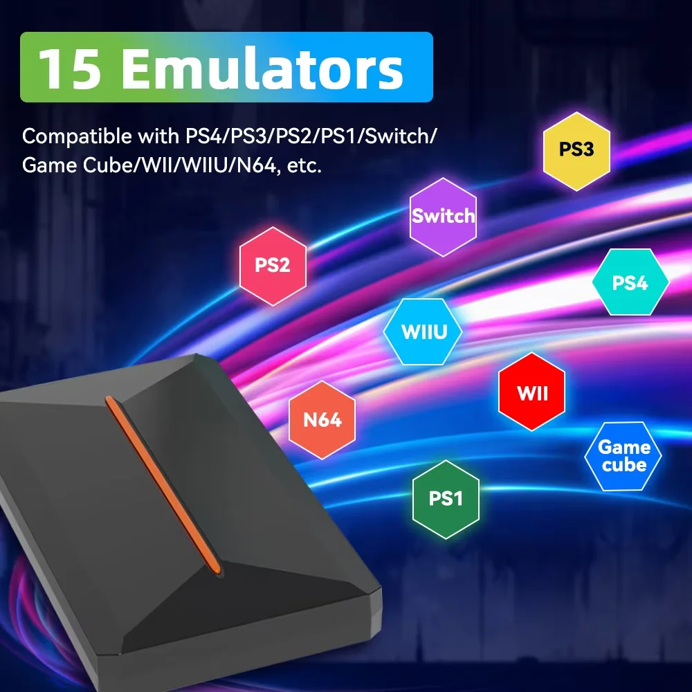 Launchbox 500G محرك الأقراص الصلبة الخارجي المدمج في 3700 ألعاب ثلاثية الأبعاد/الكمبيوتر الشخصي لأجهزة PS4/PS3/PS2/PS1/Switch/WII/WIIU/N64/DC لـ Win PC/الكمبيوتر المحمول