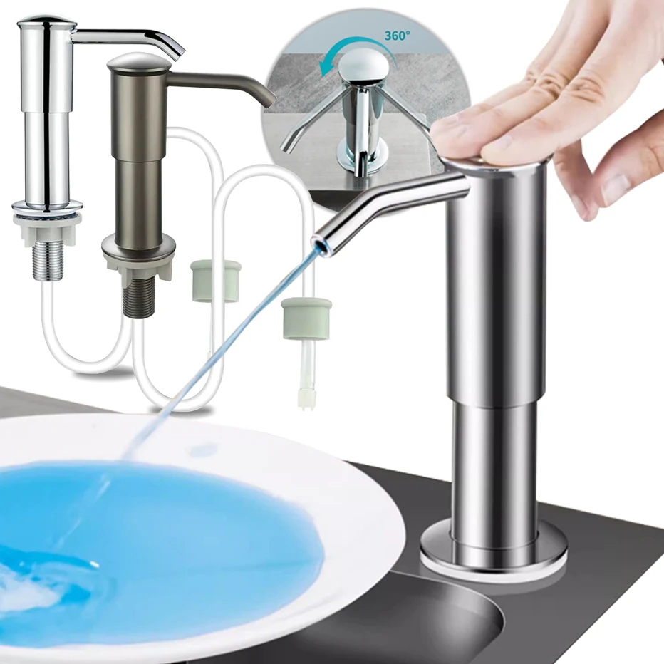 Upgraded Extended Kitchen Sink Soap Dispenser Press Tube Pump Dispenser Kitchen Sink Countertop Mounted Detergent Extension Tube