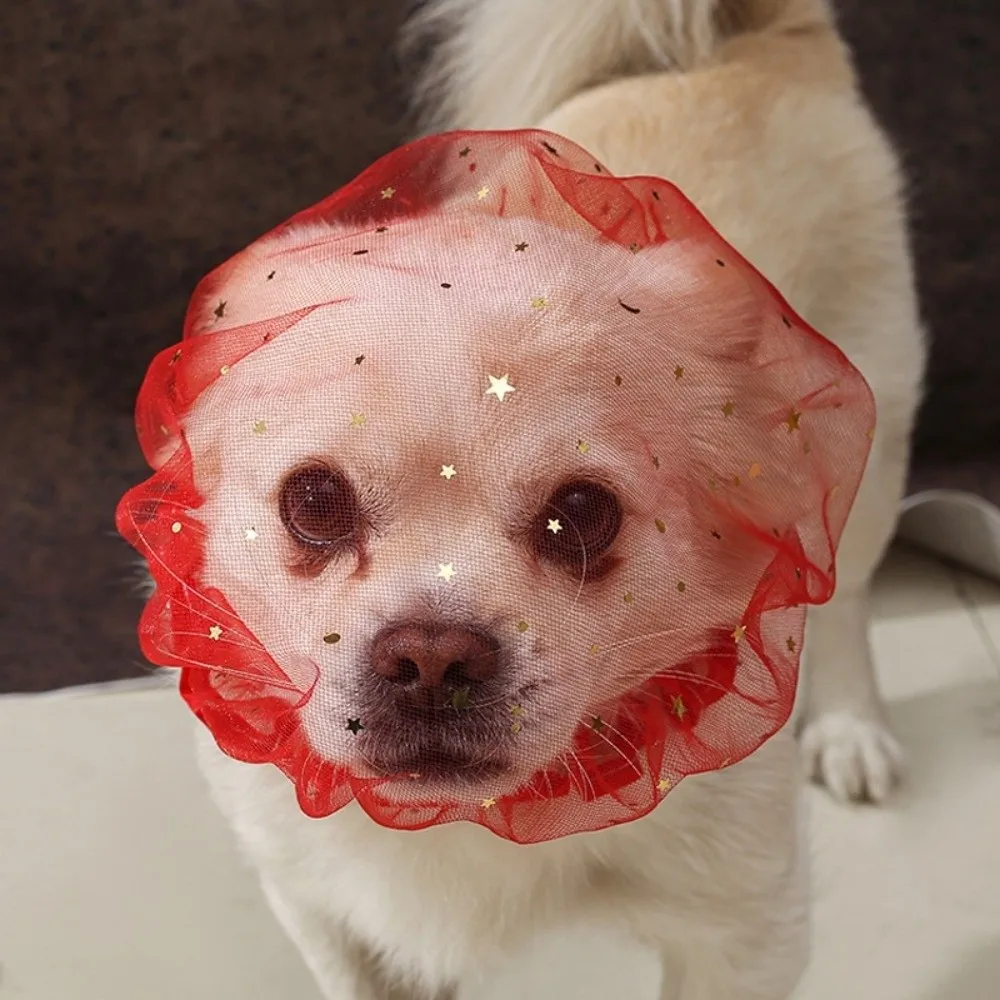 Breathable Pet Protective Mask Comfort Polyester Anti-Bite Head Cover Adjustable Anti-Mosquito Headgear Random Eating Prevention