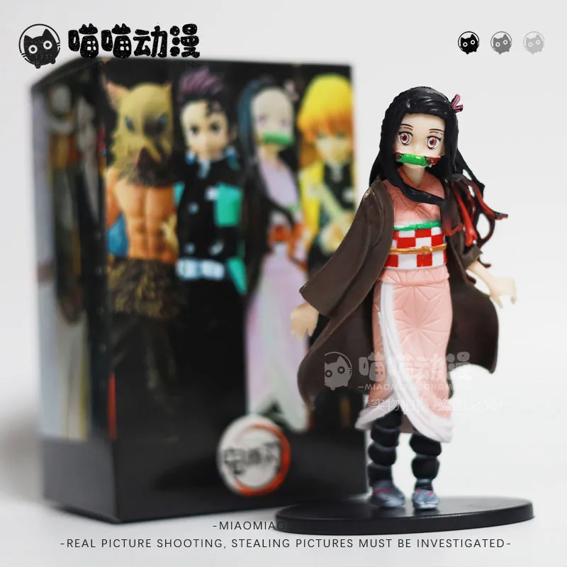 6 TYPES Anime Demon Slayer Action Figures Tanjirou Nezuko Zenitsu Tomioka Giyuu Kochou Anime Figure Collect Kid Doll Toys