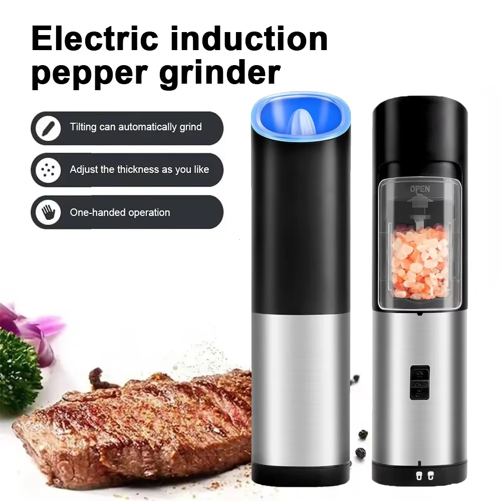 

Electric Pepper Grinder Gravity Automatic Spice Mills Salt Pepper Grinders Adjustable Coarseness Stainless Steel Kitchen Tools