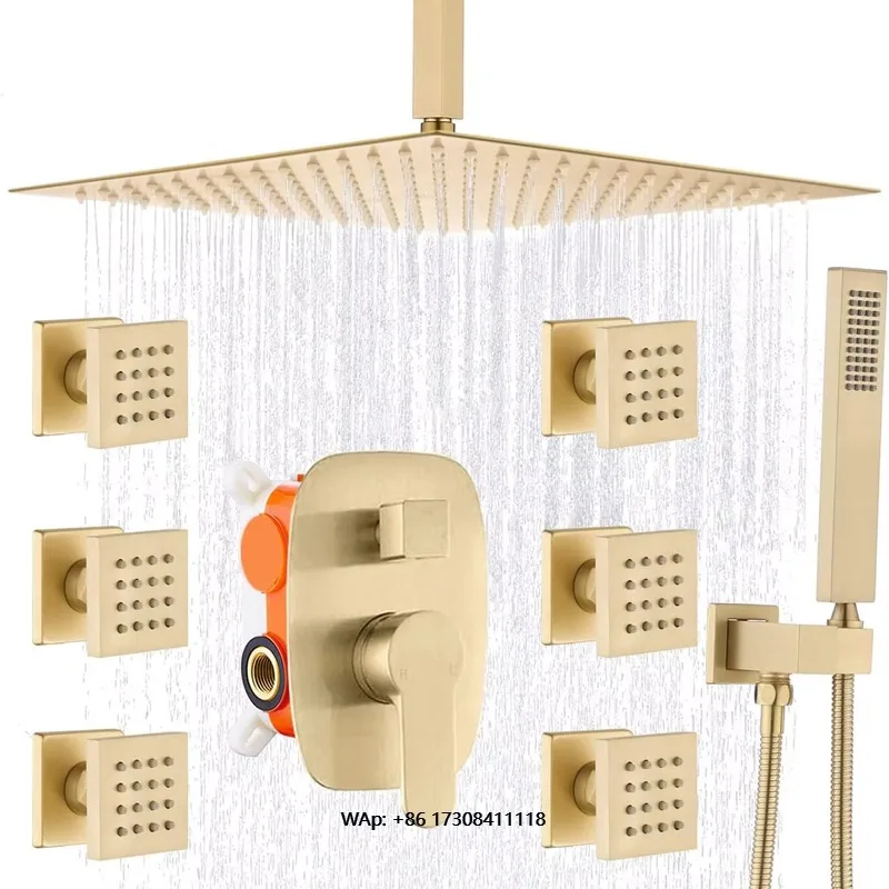 

12 Wall Mounted Rain Shower System Rain Shower Head Set with Body Spray System