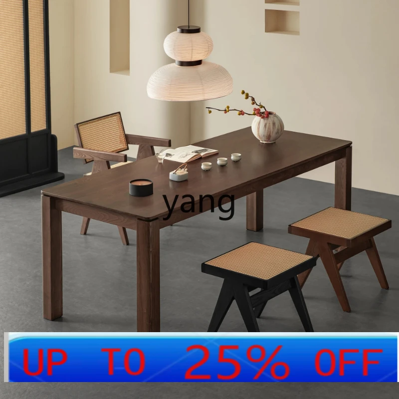 

LH solid wood dining table wabi wind ash wood large board table modern simple household dining table combination