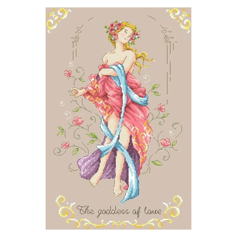 Amishop Gold Collection Lovely Counted Cross Stitch Kit The Goddess Of Love Rose Flower Fairy SO G36