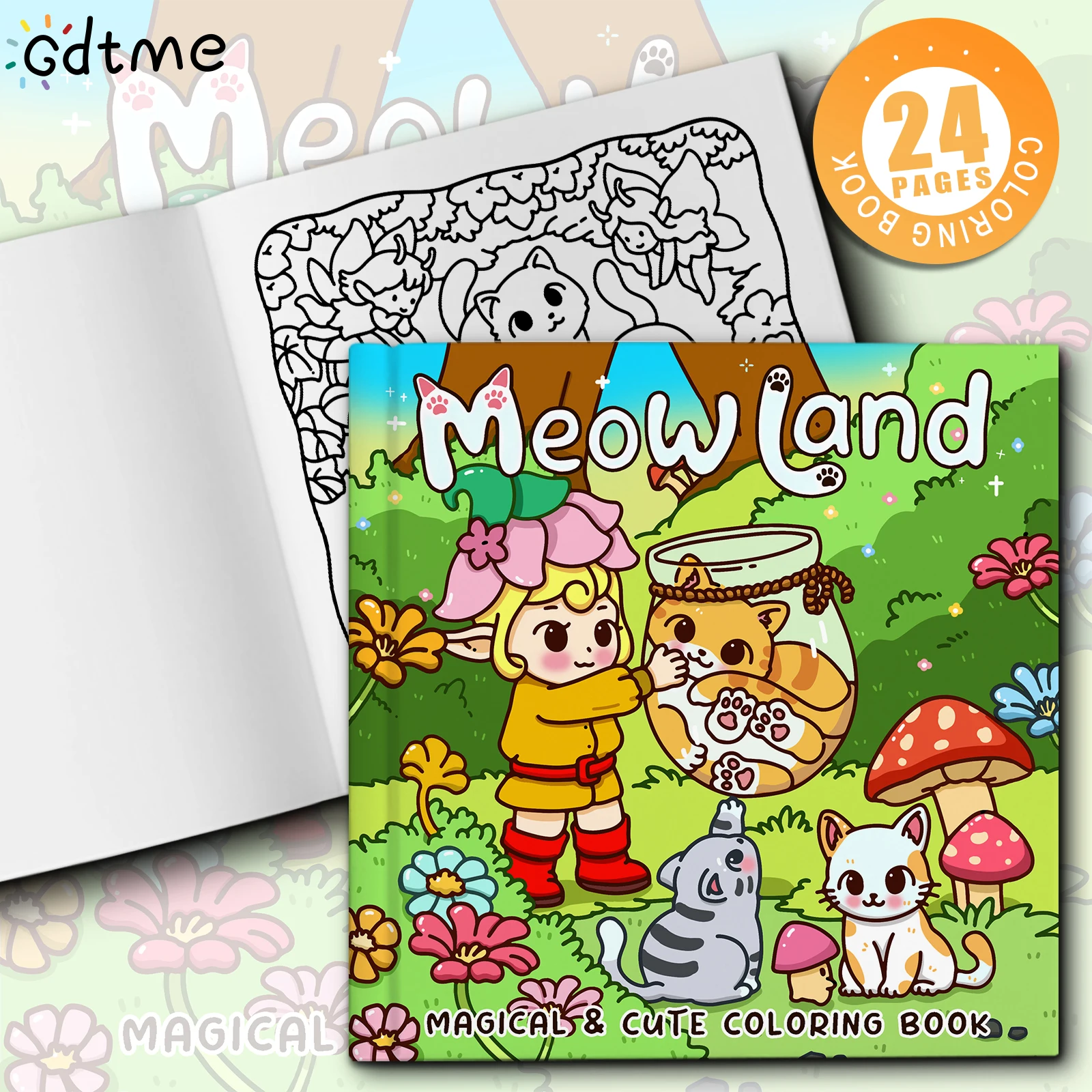 Meow Land MAGICAL & CUTE Coloring Book for Adults Featuring Cute Cozy Daily Activities for Relaxation (Cozy Spaces Coloring) ﻿