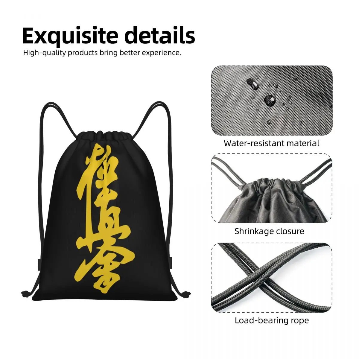 Kyokushi Karate Drawstring Backpack Sports Gym Bag for Men Women Martial Arts Shopping Sackpack