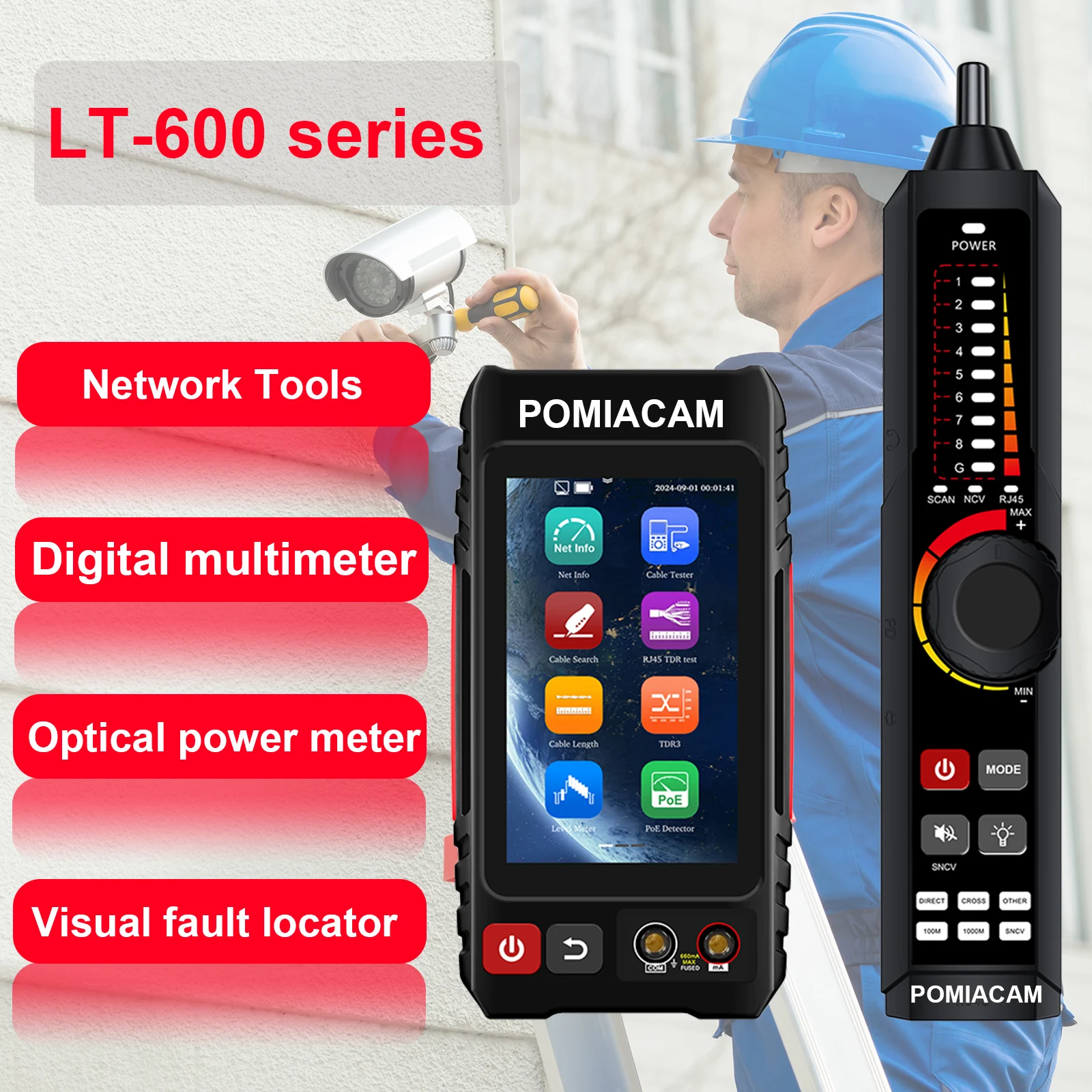 LT-600M / LT-600T /LT-600S /Network Cable Tester RJ45 Tester Lan Tester 4 Inch IPS Touch Screen Tool Kit