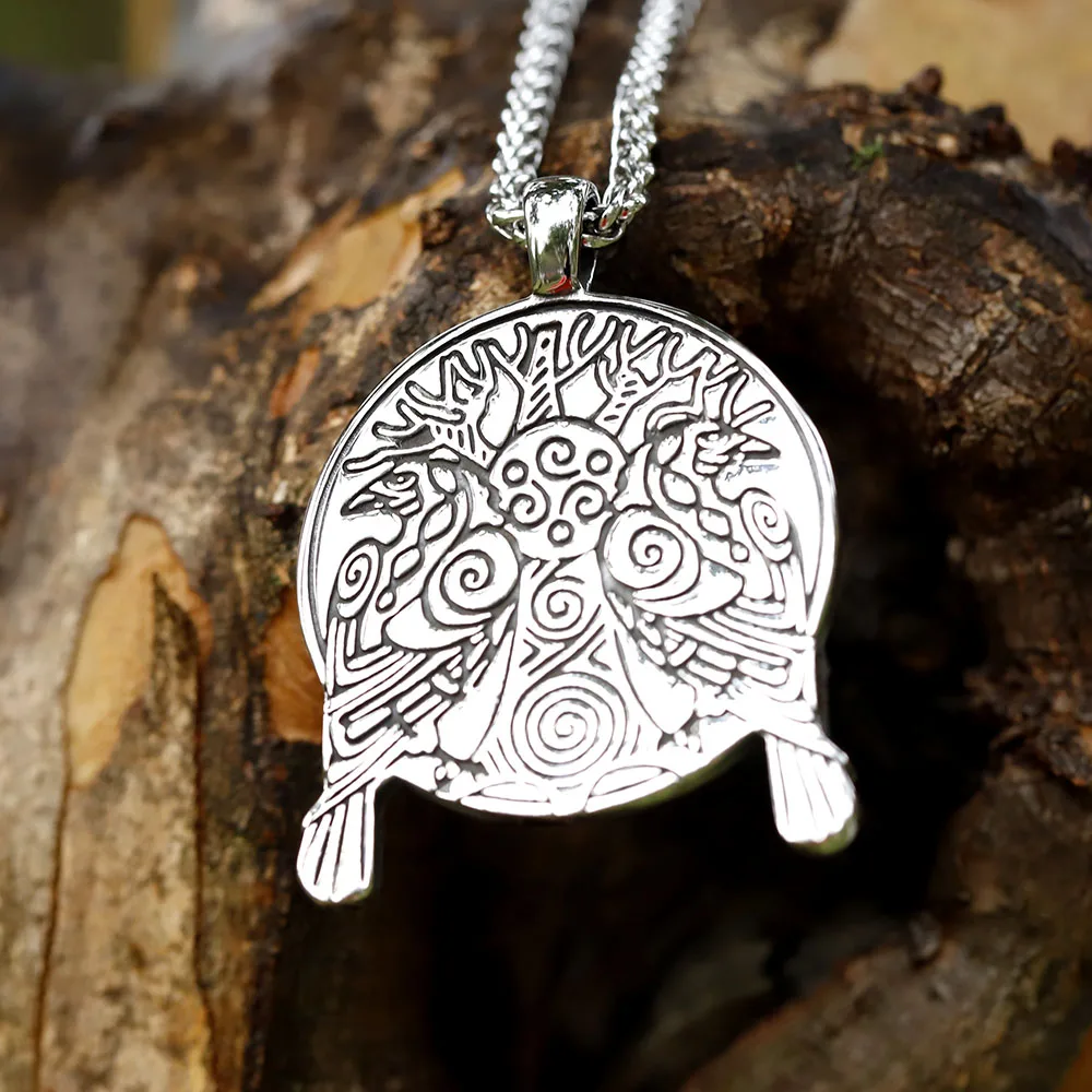 قلادة بدلاية شجرة الحياة ورافن فايكنغ ، طراز عتيق ، نسر ، سلسلة رجالية ، جديدة ، شحن مجاني #3
