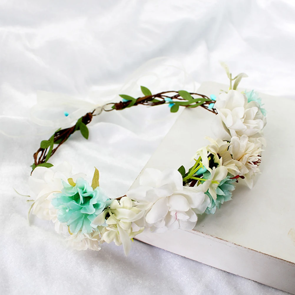 

Floral Headband Crown Hair Accessories Girls Women Wedding Bridal Flower Girl Crown Adjustable Size Fits Most Heads Photo Prop