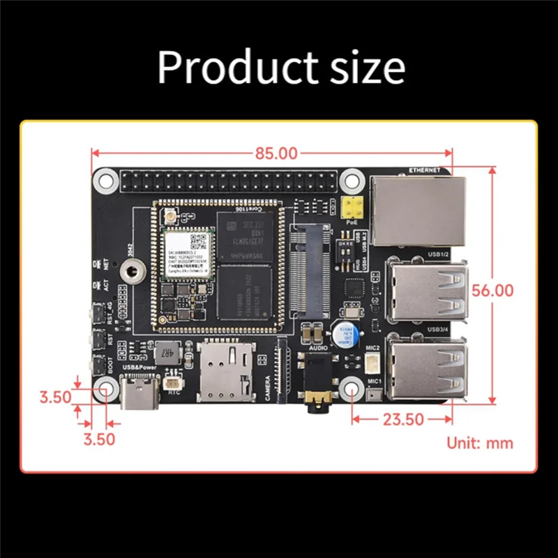 AAAEL-Pico Pi B W Onboard RV1106 Linux Development Board 256 MB DDE3L 0,5 TOPS Computing Power mit WIFI ohne 4G-Modul