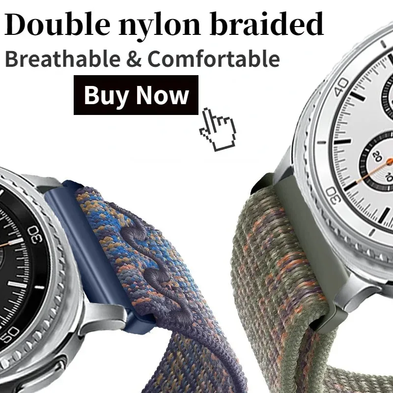 Nylon Braided Loop Strap For Samsung Galaxy Watch 8 Classic 46mm Sports Breathable Bracelet For Samsung Galaxy Watch 8 40mm 44mm