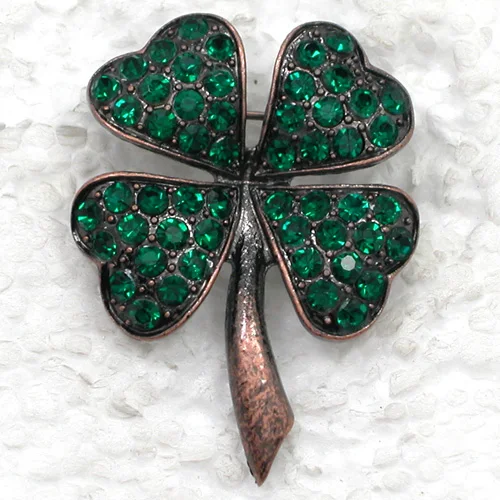 60Pcs/lot Mixed cdor (Can Notes color) Fashion brooch Rhinestone Hot sell clover Pin brooches C101821