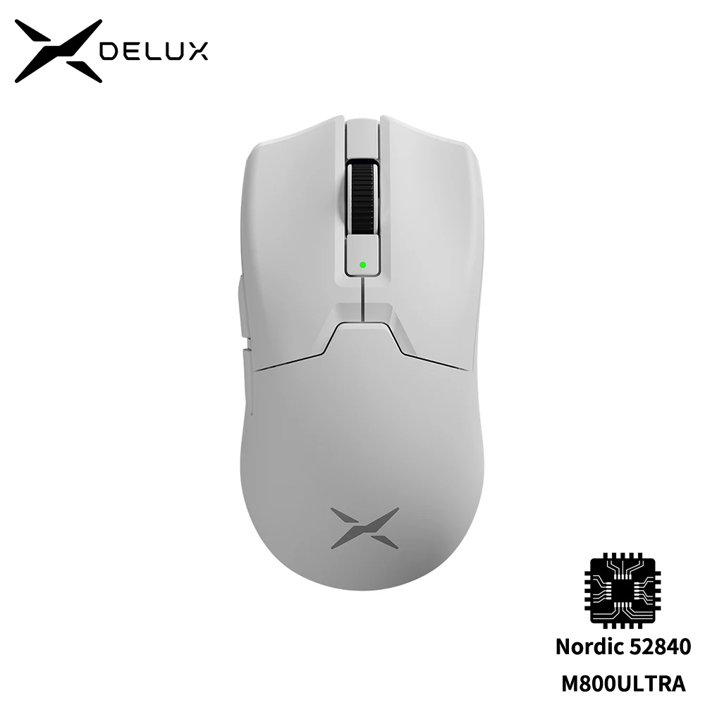 Delux M800ULTRA Gaming Wireless Lightweight Mouse Tri-mode Connection PAW3395 4K 26000DPI Nordic MCU Programmable Macro for PC