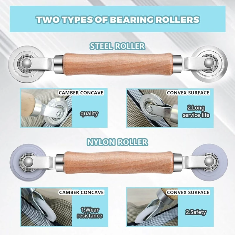 Kit de reparación de puertas de pantalla de ventana, kit de reemplazo de pantalla de ventana con rodillo de rodamiento de acero/nylon