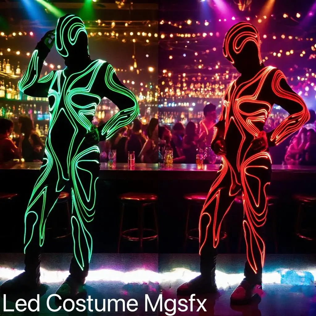 Women's Multi-Color LED Optic Fiber Bodysuit Rechargeable Light-Up Costume for Stage Dance EDM Festival Rave Party
