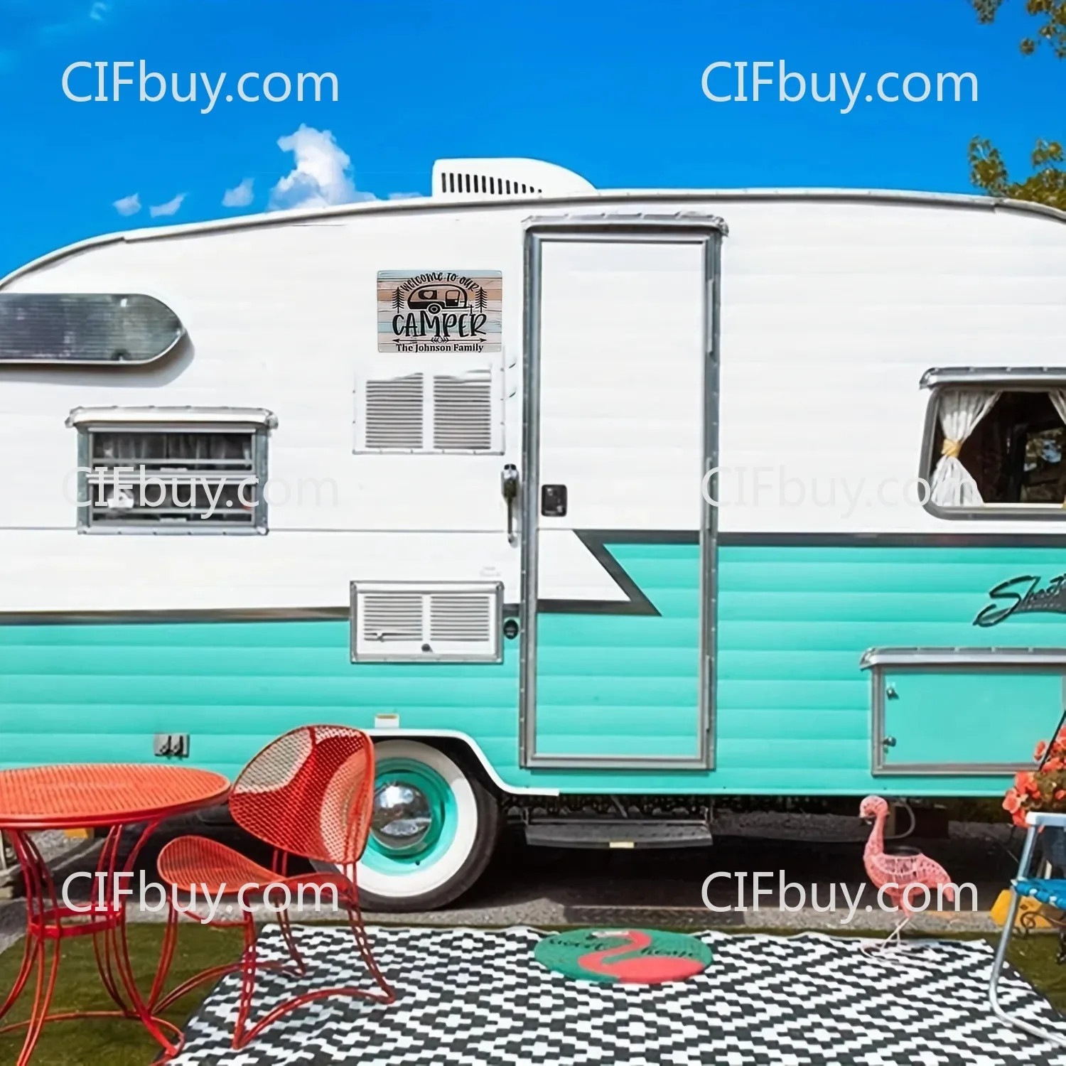 30x20cm Camper‑Style Custom Aluminum Plaque, Personalized Family Name Outdoor Wall Decor (For Decoration Only)