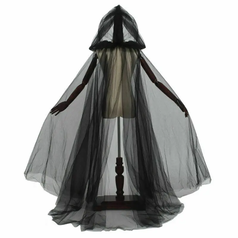Halloween Ghost Cape Long Net Cape Hooded Cloak Witch Reaper Cosplay Costume Party Performance Halloween Decoration For Adults