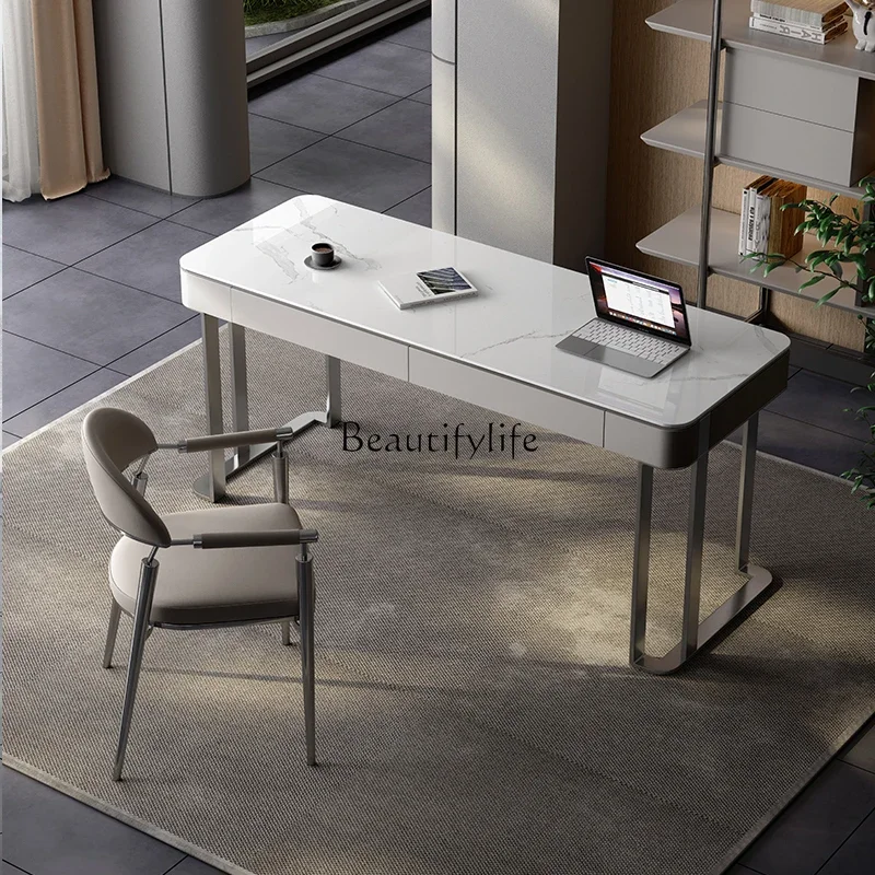 Italian minimalist rock slab desk designer light luxury computer desk bedroom modern minimalist desk