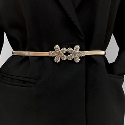 Elastic Gold Chain Belt Female Waist Punk Y2K Silver Metal Rhinestone Belts For Women High Quality Luxury Golden Waistband