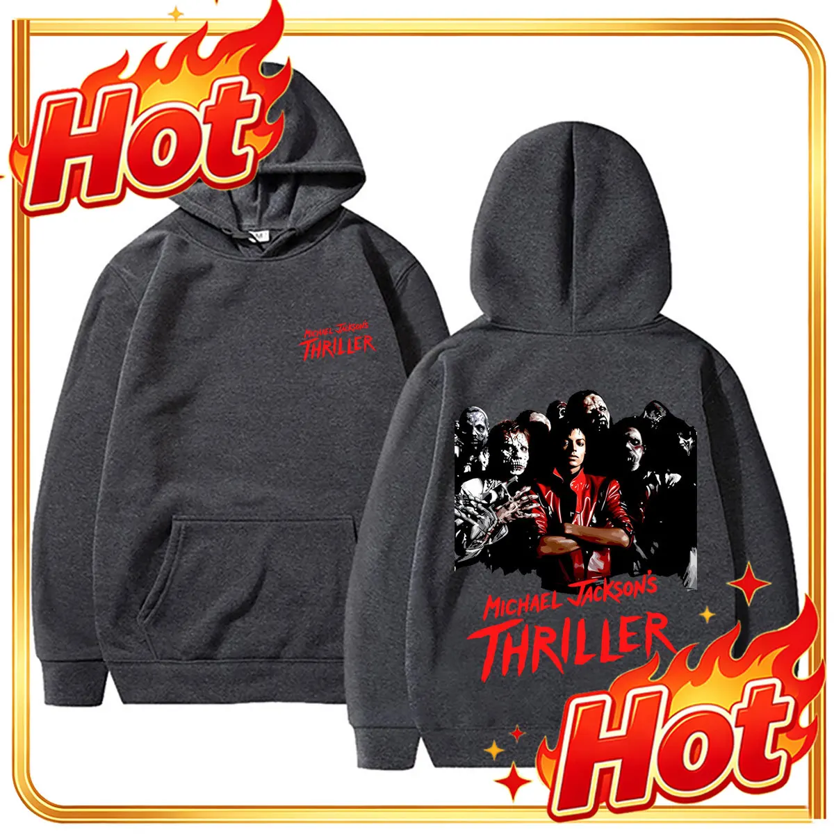 Classic Vintage Michael Jackson Thriller Hoodie Men Women Retro Gothic Rock Horror Sweatshirts Men's Punk Oversized Streetwear