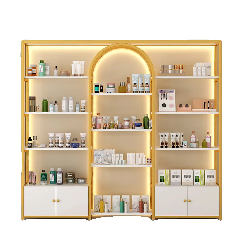 

Customized Display Cabinet Cosmetics Shelf Barber Shop Beauty Salon Cabinet Product Nail Shop Simple Display Shelf