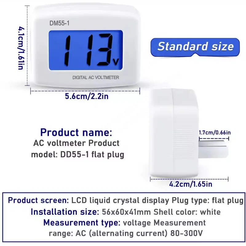 AC 110V 220V Digital Voltmeter EU US Plug Volt Meter Socket Voltage Tester LCD Display Voltage Meter Wall Flat Voltage Meter