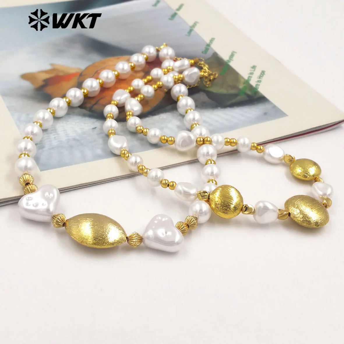 

WT-JN291 Fashion Elegant Tiny Brass And Artificial Pearl Beads Necklace For Women Birthday Gift Decorated