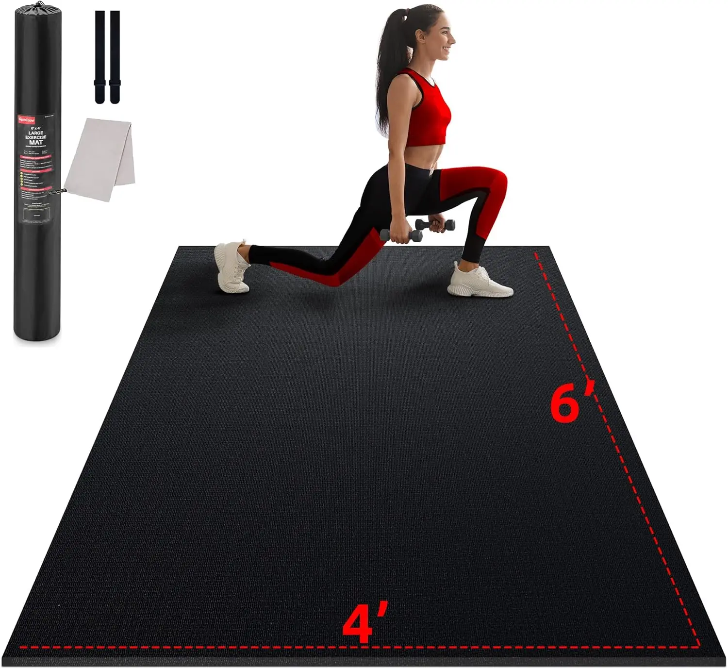 Large Exercise Mat for Home Workout,12‘x6’/10'x6'/9'x6'/8'x6'/7'x5'/6'x4' (7mm) Extra Thick Workout Mat, High-Density Gym Mat