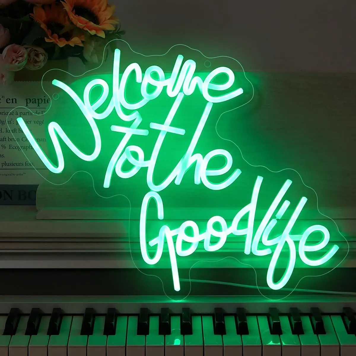 Welcom To The Goodlife Neon Signs LED Sign Neon Light Wall Decor for Bedroom Party Birthday Room Man Cave Gift for Family