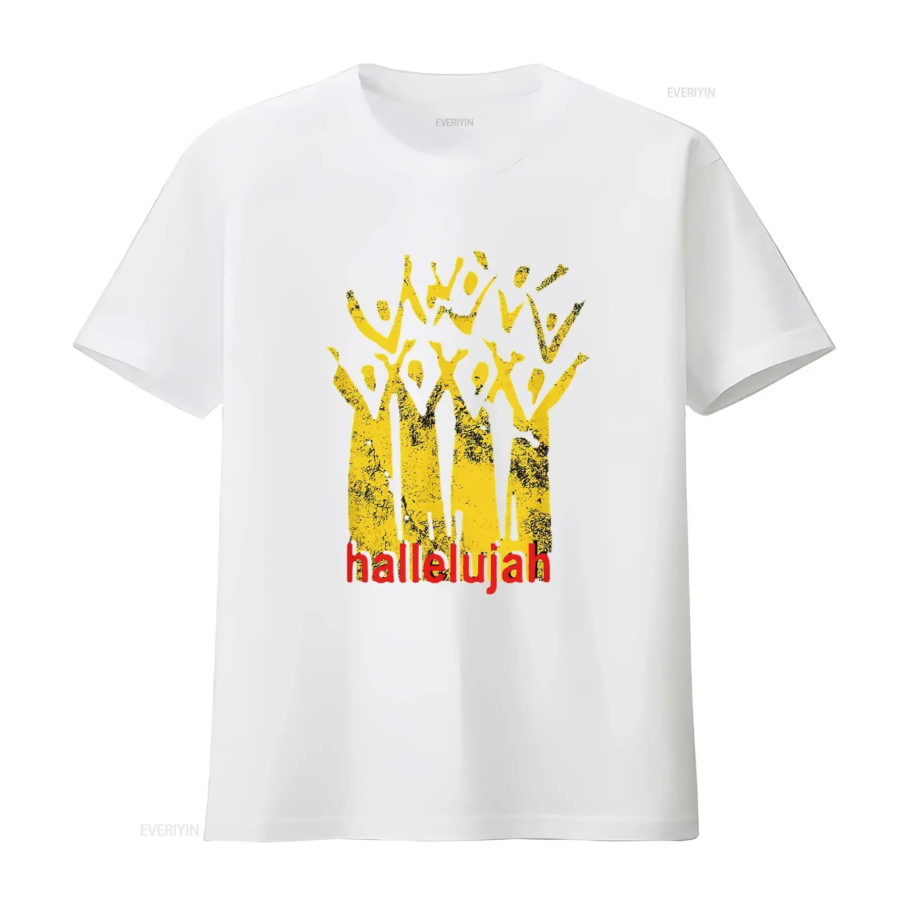 تي شيرت رجالي من Halleluah Gospel Choir Singer أبيض 4XL عتيق مغسول ملابس الشارع الشهير كاجوال ناعمة جرافيك للارتداء اليومي