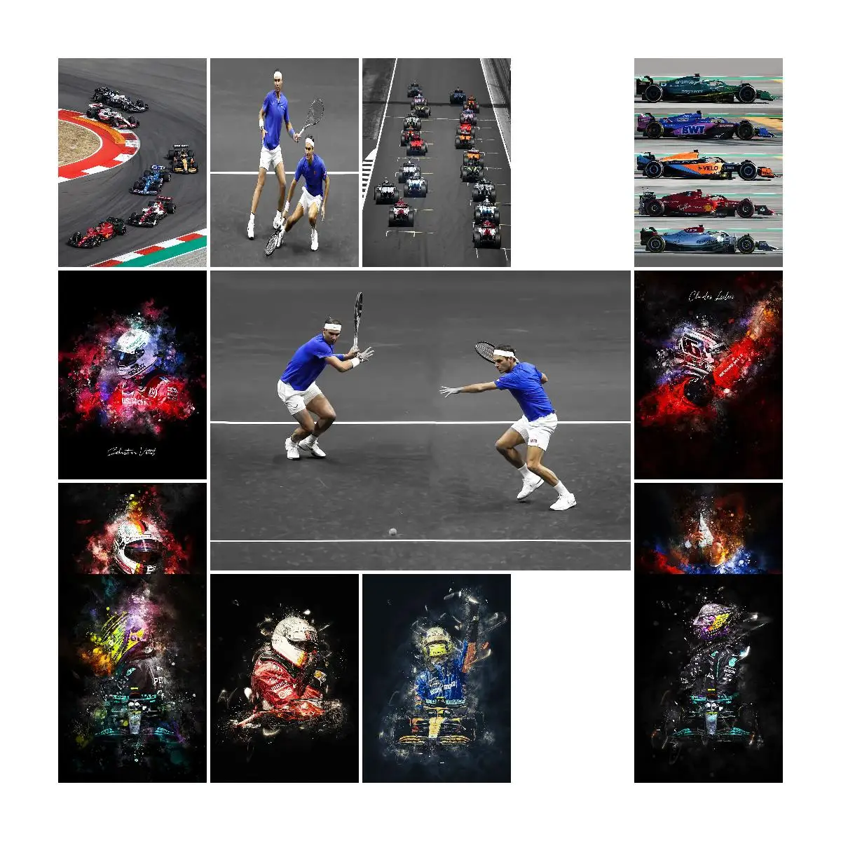 Roger Federer and Rafael Nadal Tennis Legends Poster  Cultural Celebrities Wall Art Print Collection for Home Decor