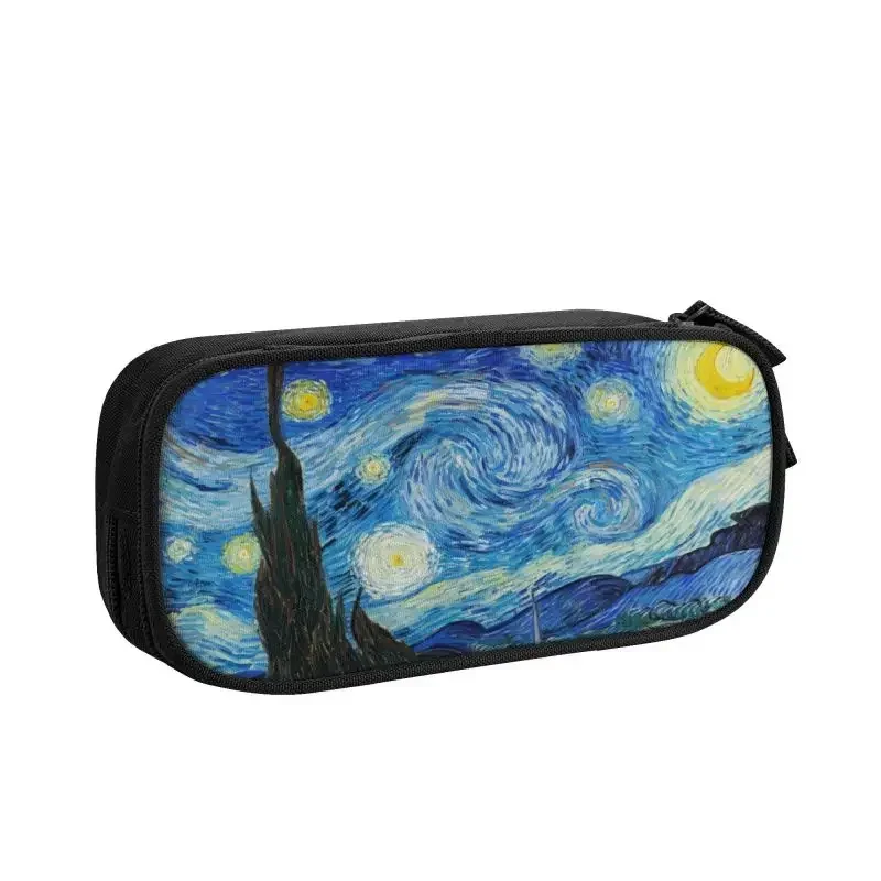 Cute Vincent Van Gogh Starry Night Pencil Case for Boys Gilrs Custom Oil Painting Art Large Storage Pen Bag Box School Supplies