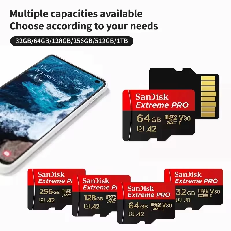 

Sandisk A2 U3 V30 C10 Высокоскоростная ​ ​ Карта Micro SD, высокоскоростная карта памяти 200 МБ/с, объемом 256 ГБ, 512 ГБ