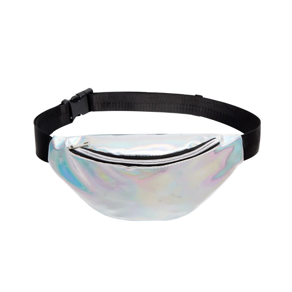 

Women's Holographic Bumbag Waterproof PVC Waist Pouch Shiny Adjustable Strap for Outdoor Sports Travel Cycling